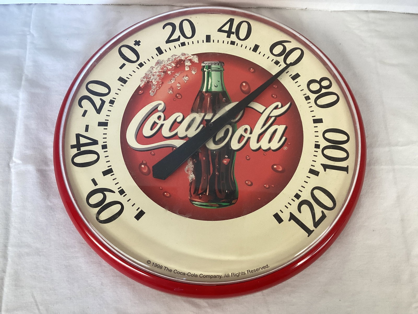 1998 Coca-Cola Thermometer: 12 1/4" diameter