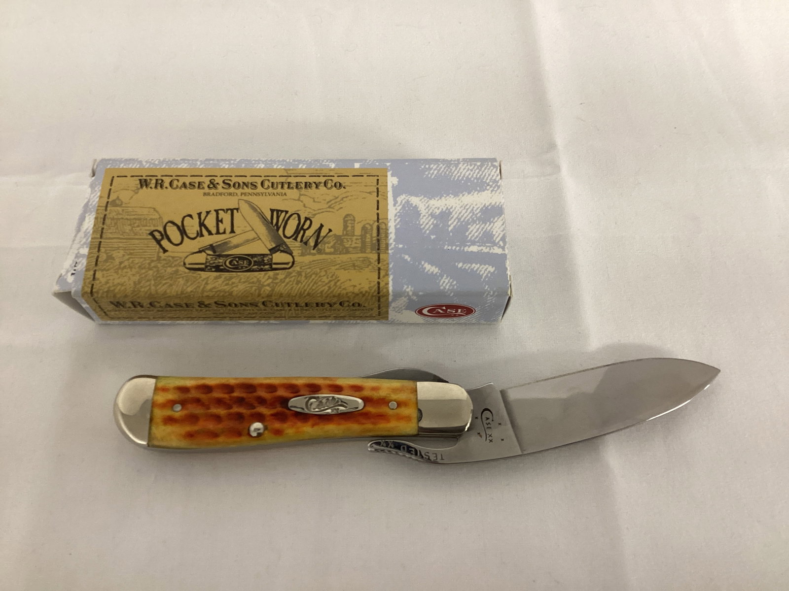 Case Harvest Orange Russlock 61953 One Blade Pocket Knife: 6 1/2" open