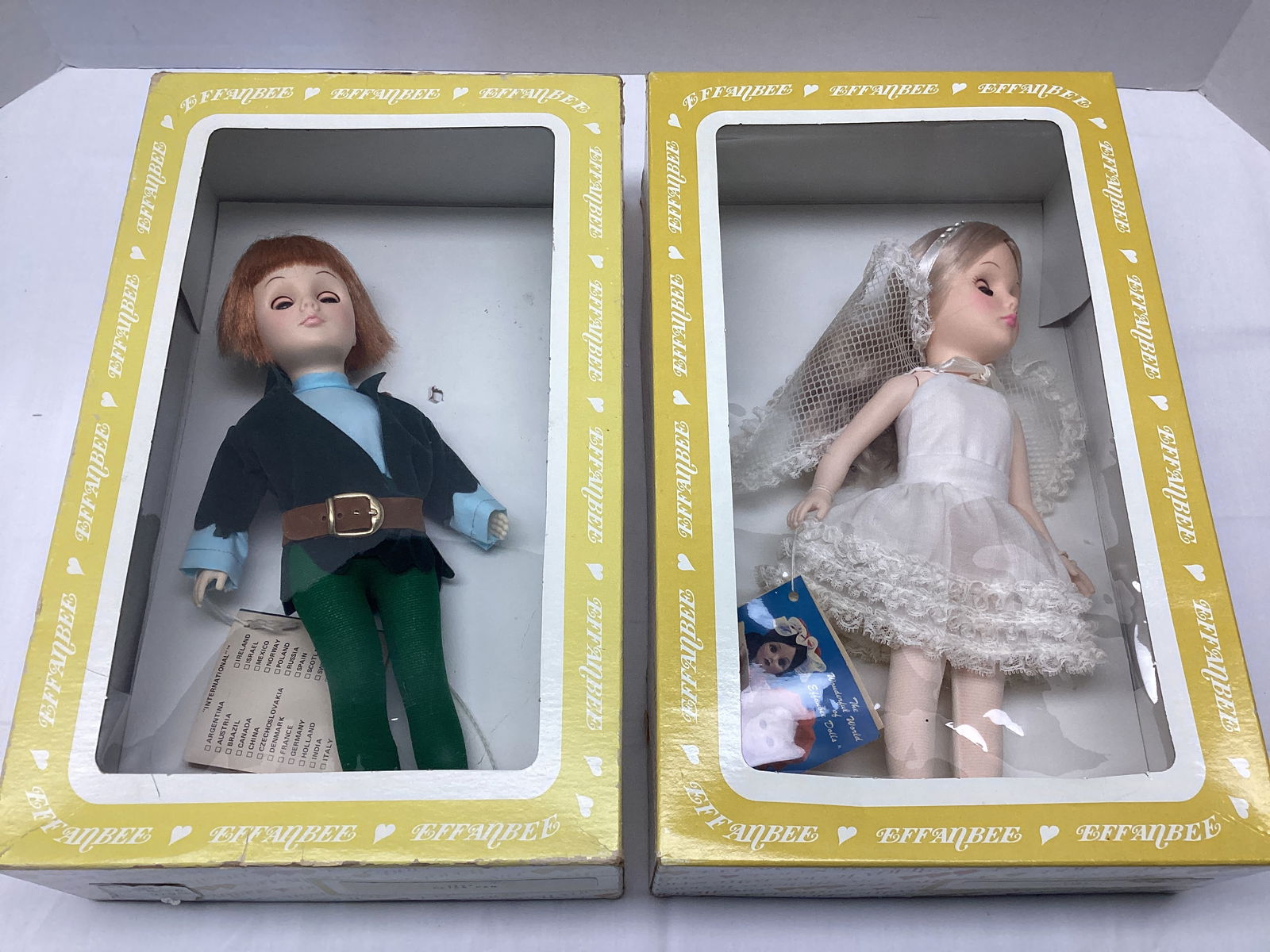 Effanbee Peter Pan and Tinkerbell Dolls: 12" h