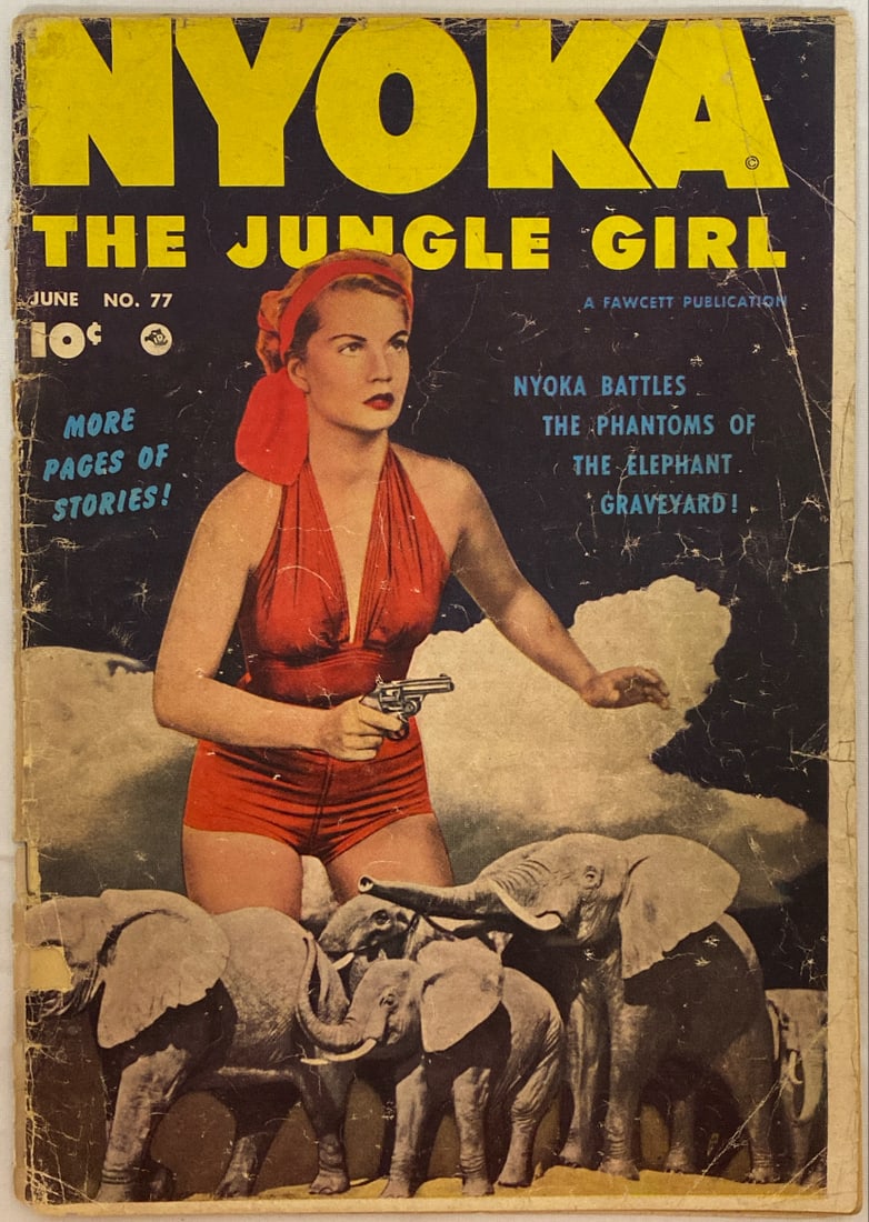 Nyoka the Jungle Girl 77 Fawcett Comic Book: 1953, cover splitting, please preview and see all photos for condition
