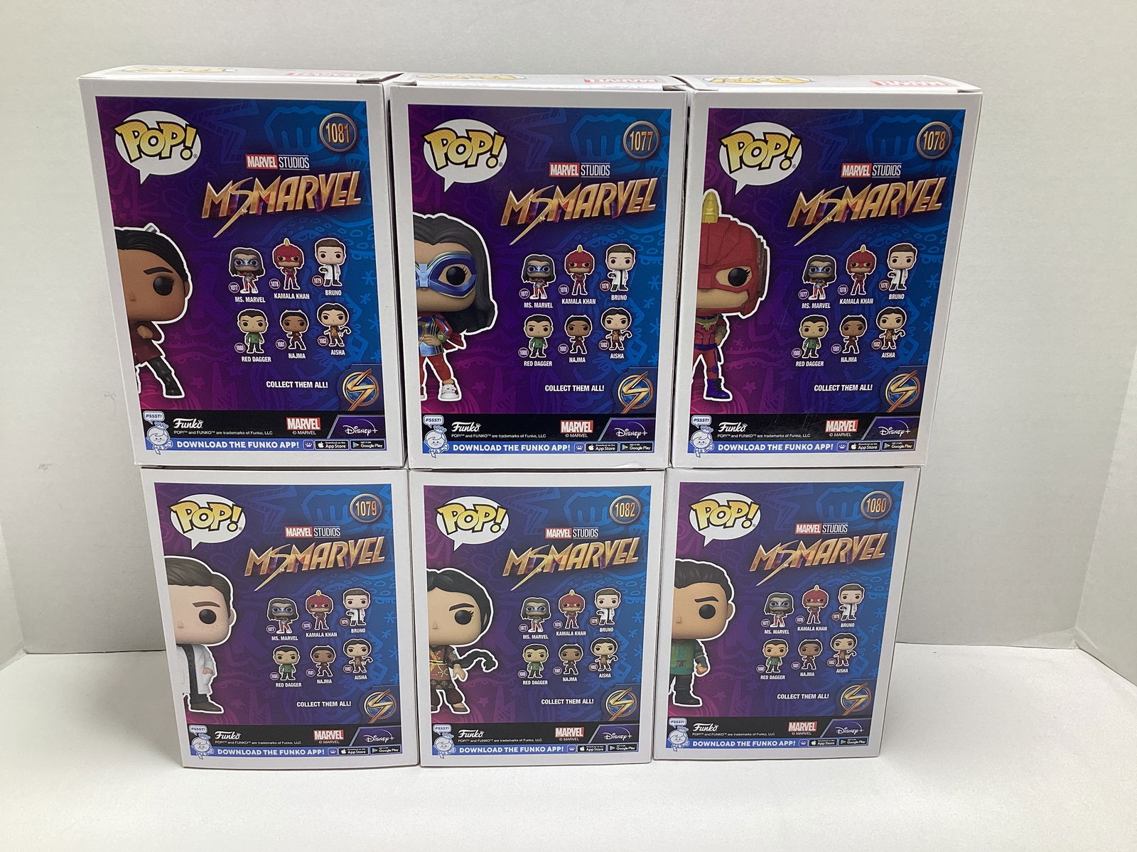 Six Marvel Comics Ms. Marvel Funko Pops - 5