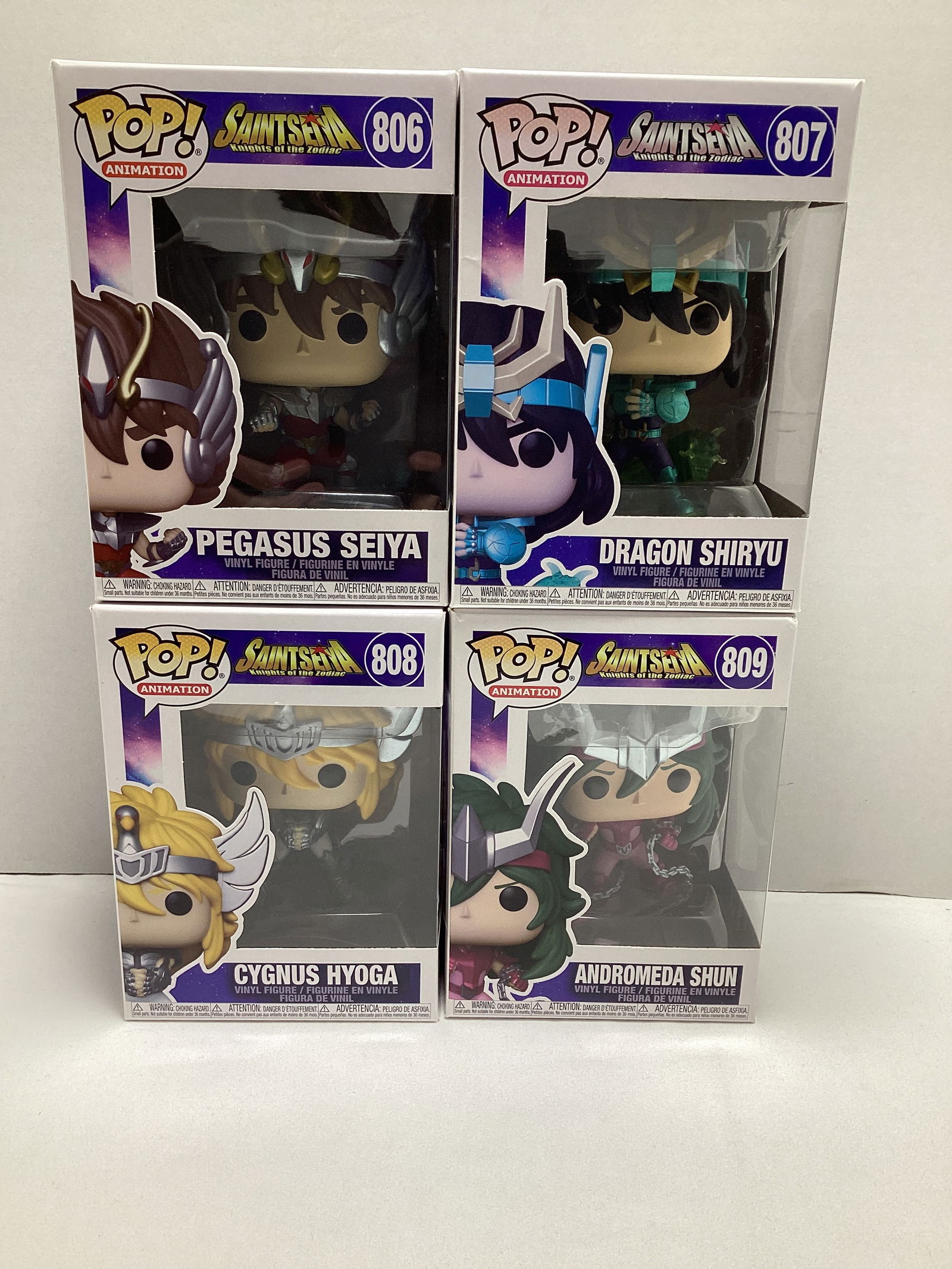 Four Saintsenya Anime Funko Pops: Pegasus Seiya, Dragon Shiryu, Cygnus Hyoga, Andromeda Shun 