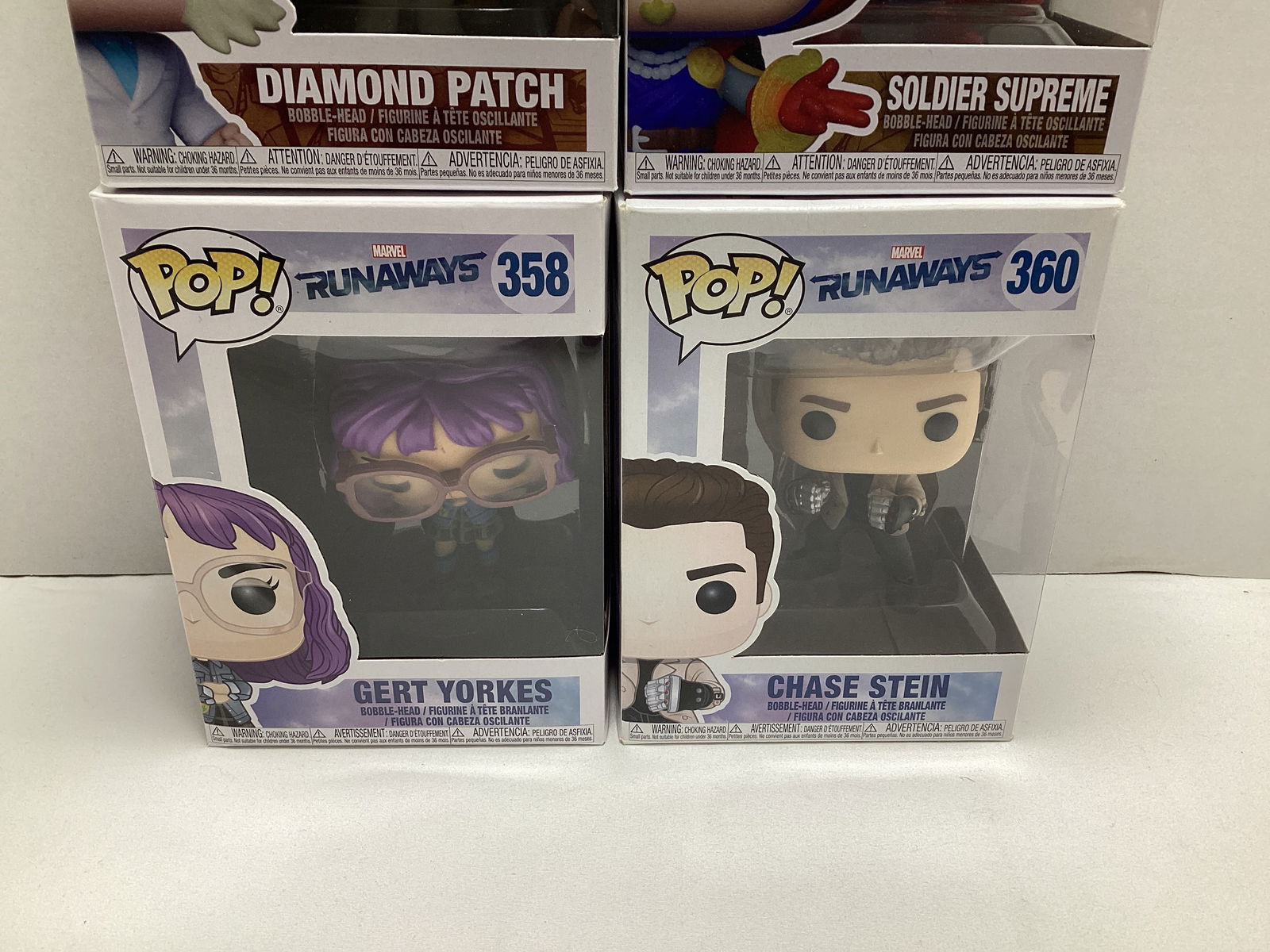 Four Marvel Runaways and Infinity Warp Funko Pops - 3