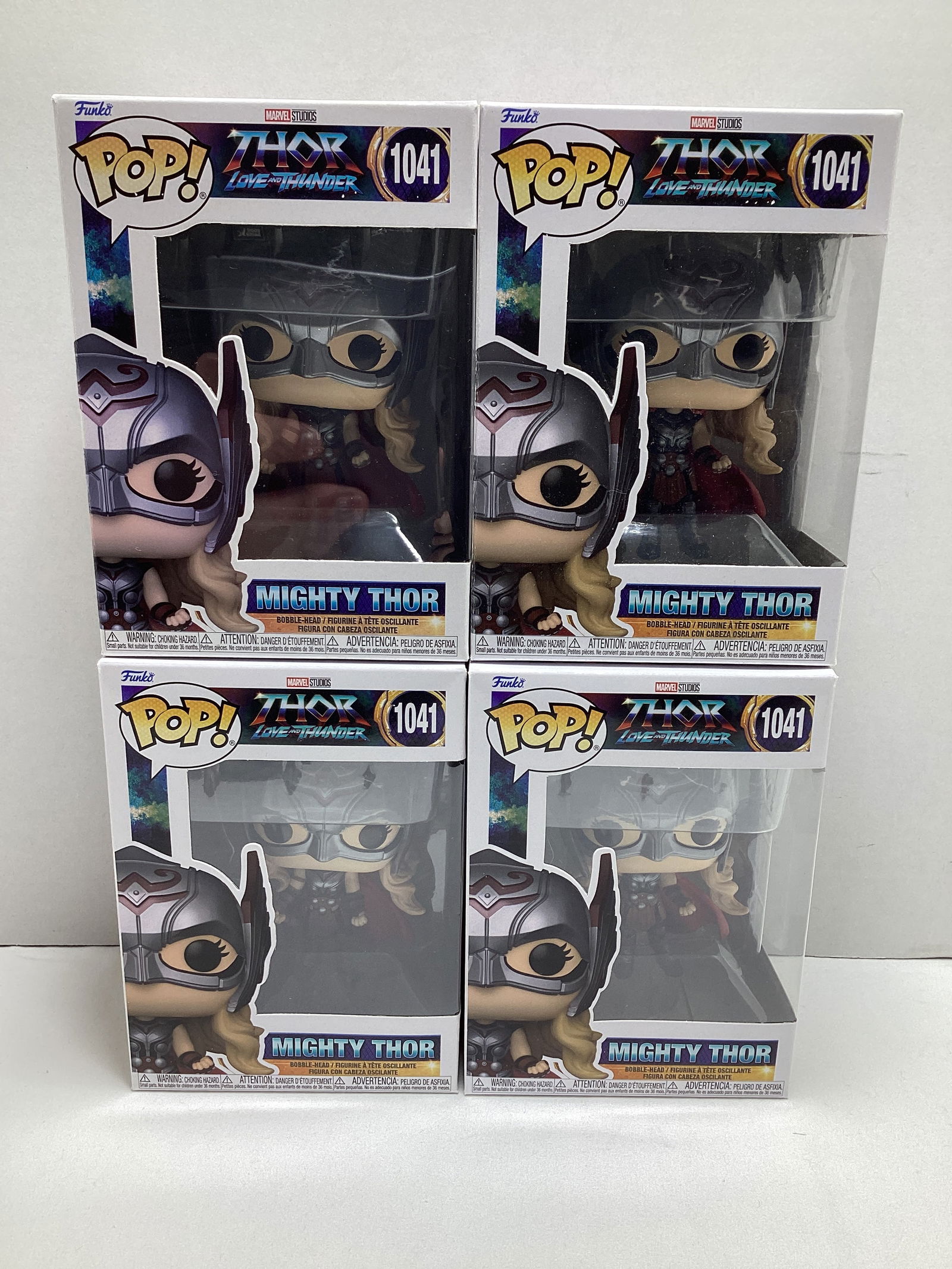 Four Marvel Thor Love and Thunder Mighty Thor Funko Pops: . 