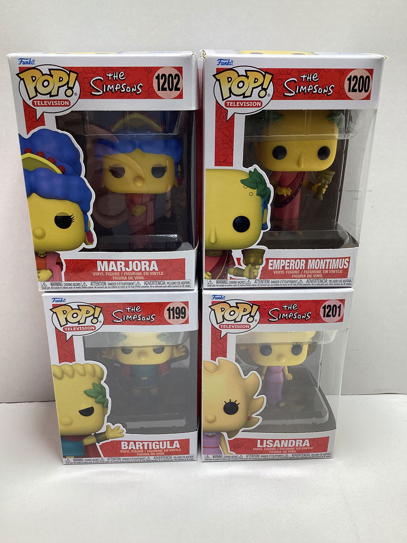 Four the Simpsons Funko Pops: Marjora, Emperor Montimus, Bartigula, Lisandra