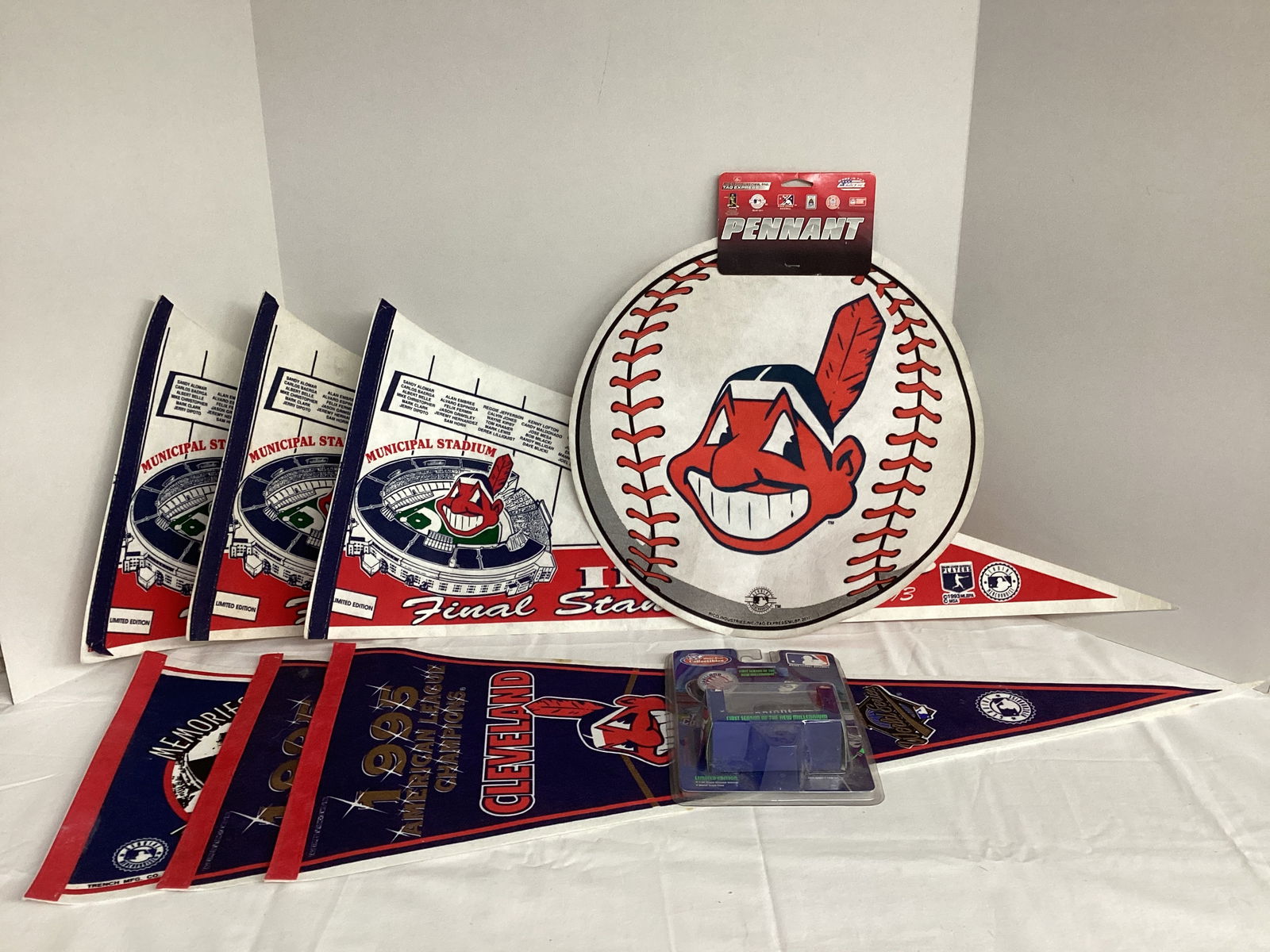 Cleveland Indians Pennants and Diecast Car: some stains 