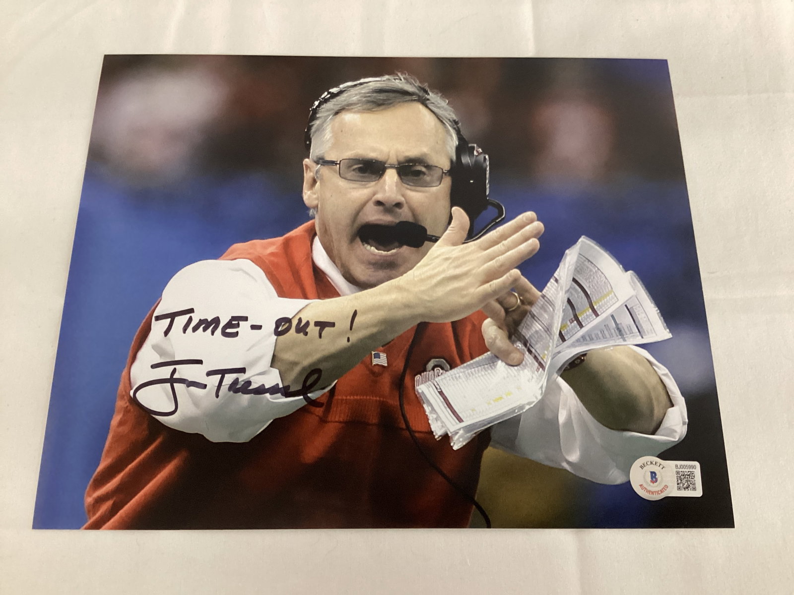 Jim Tressell Signed Ohio State Buckeyes 8x10 Photo Beckett COA: . 
