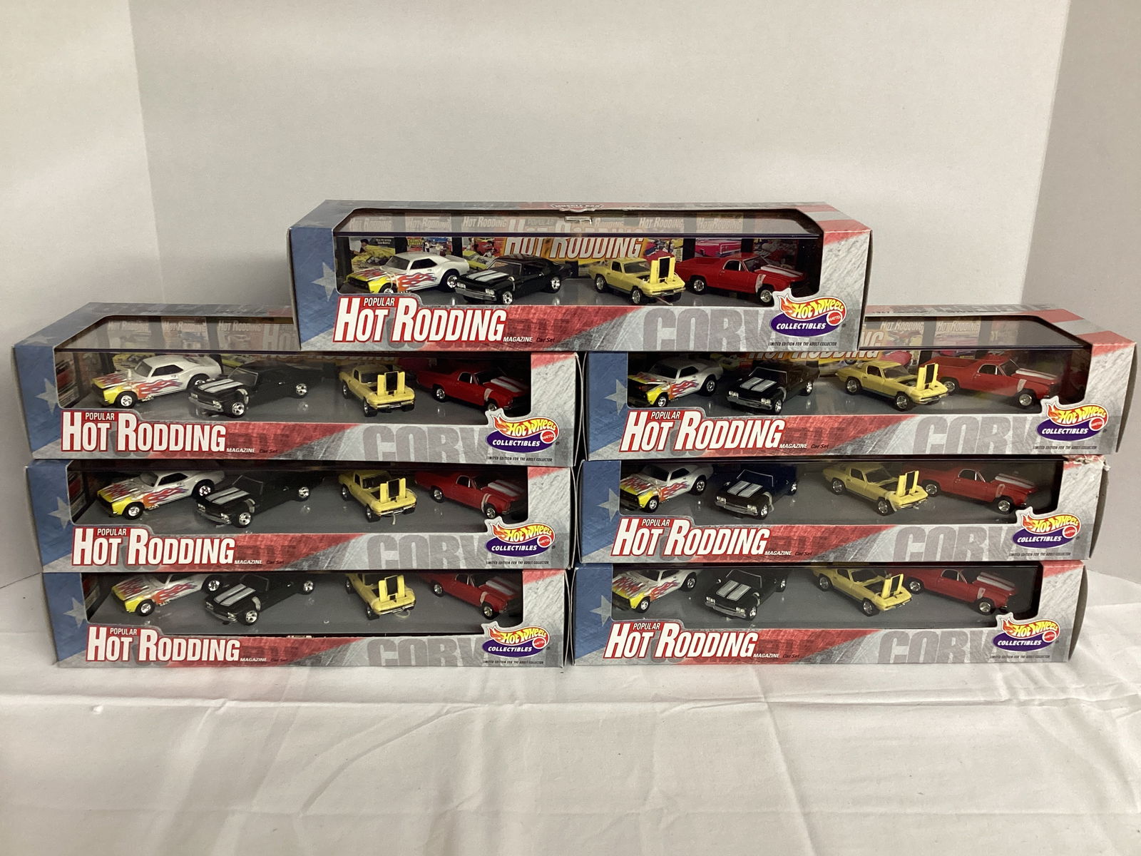 Seven Hot Wheels Muscle Car Series 3 Popular Hot Rodding Magazine Diecast Sets: one package damaged