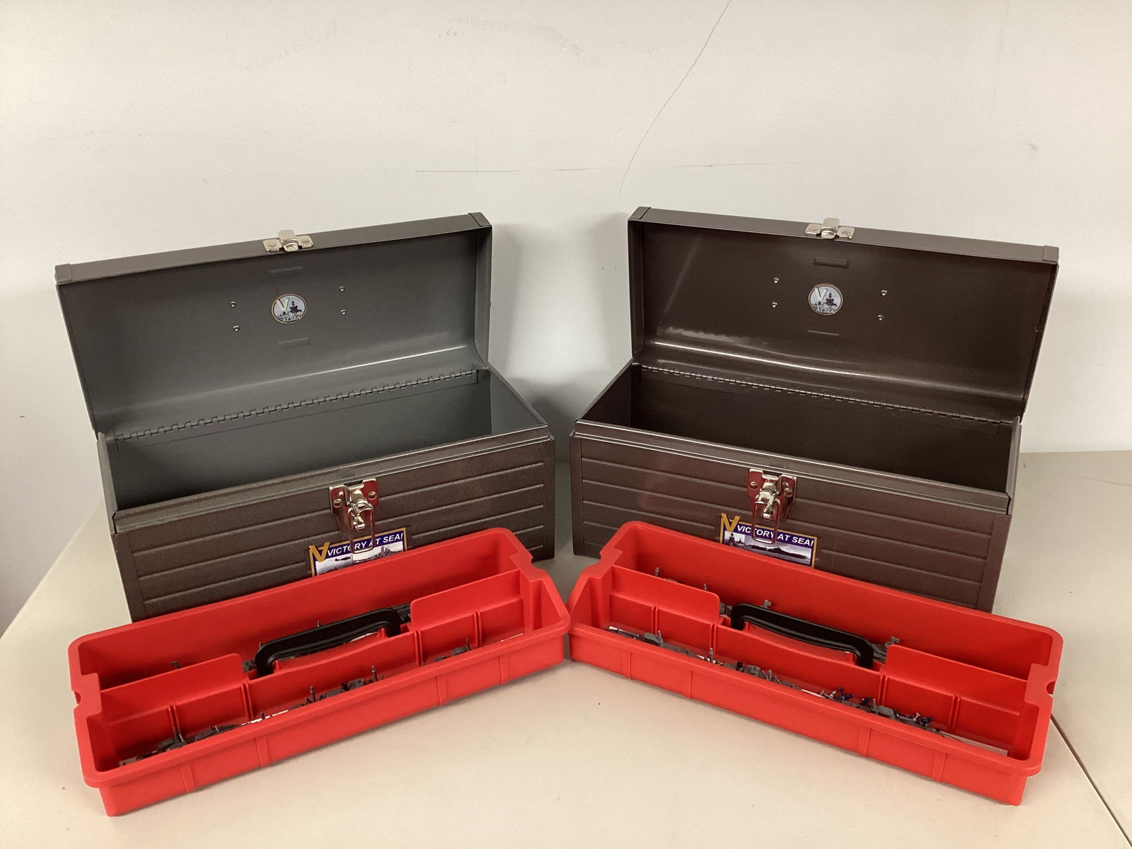 Two Toolboxes with Metal Role Play War Battleships and Other Military Vessels (1 of 7)