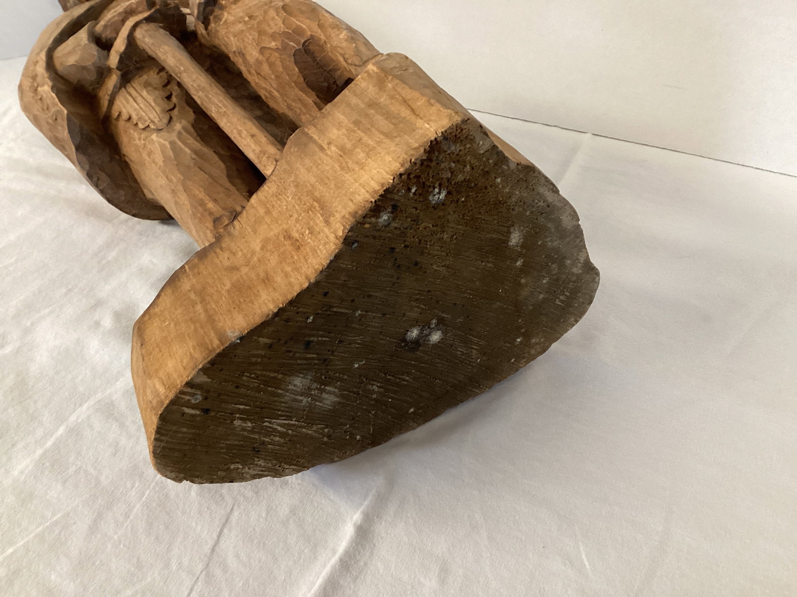 Hand Carved Wood Man with Dog Figure - 8