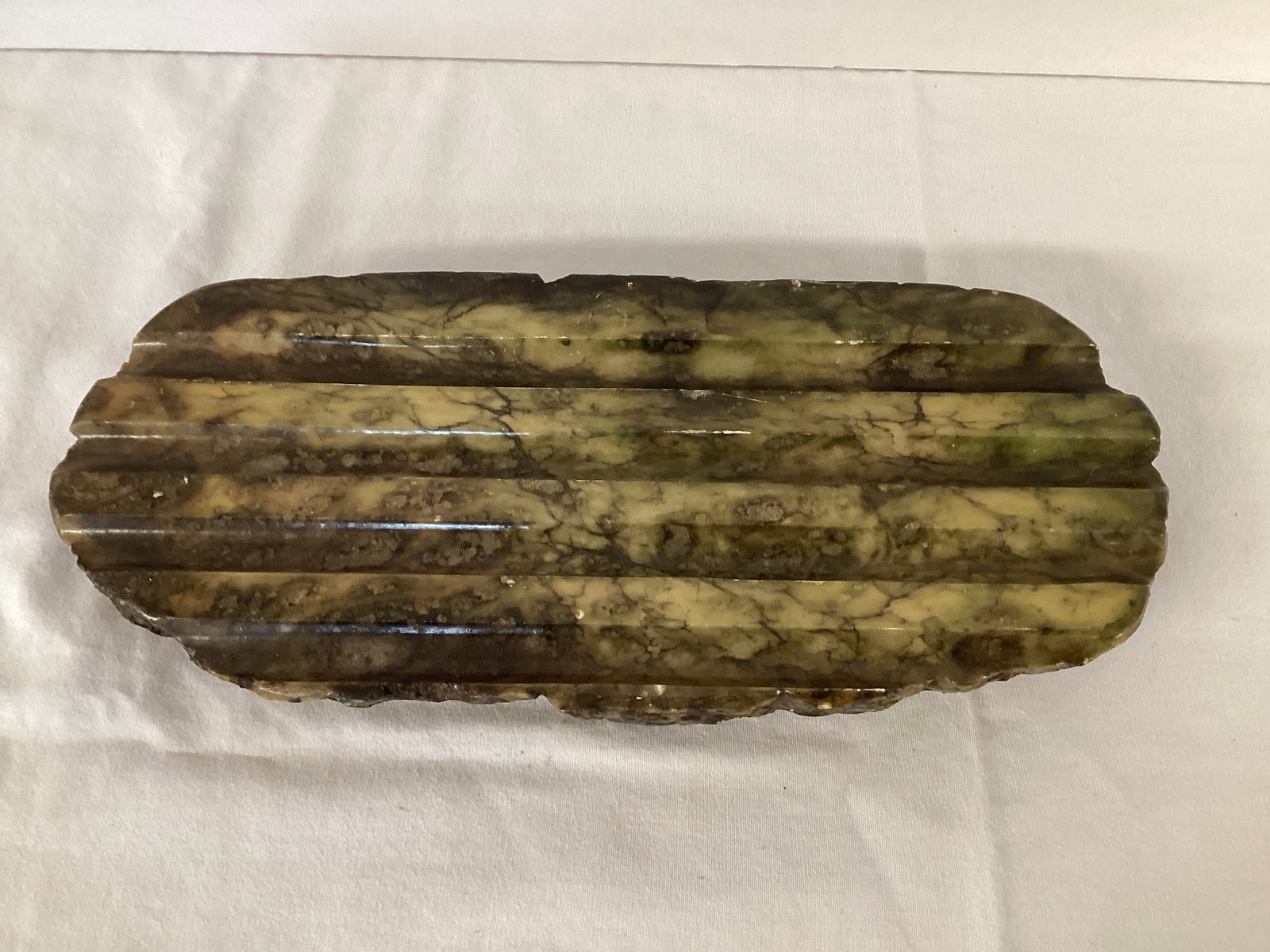 Hand Carved Italian Alabaster Stone: 10" x 4 1/4" x 1 1/4" h 