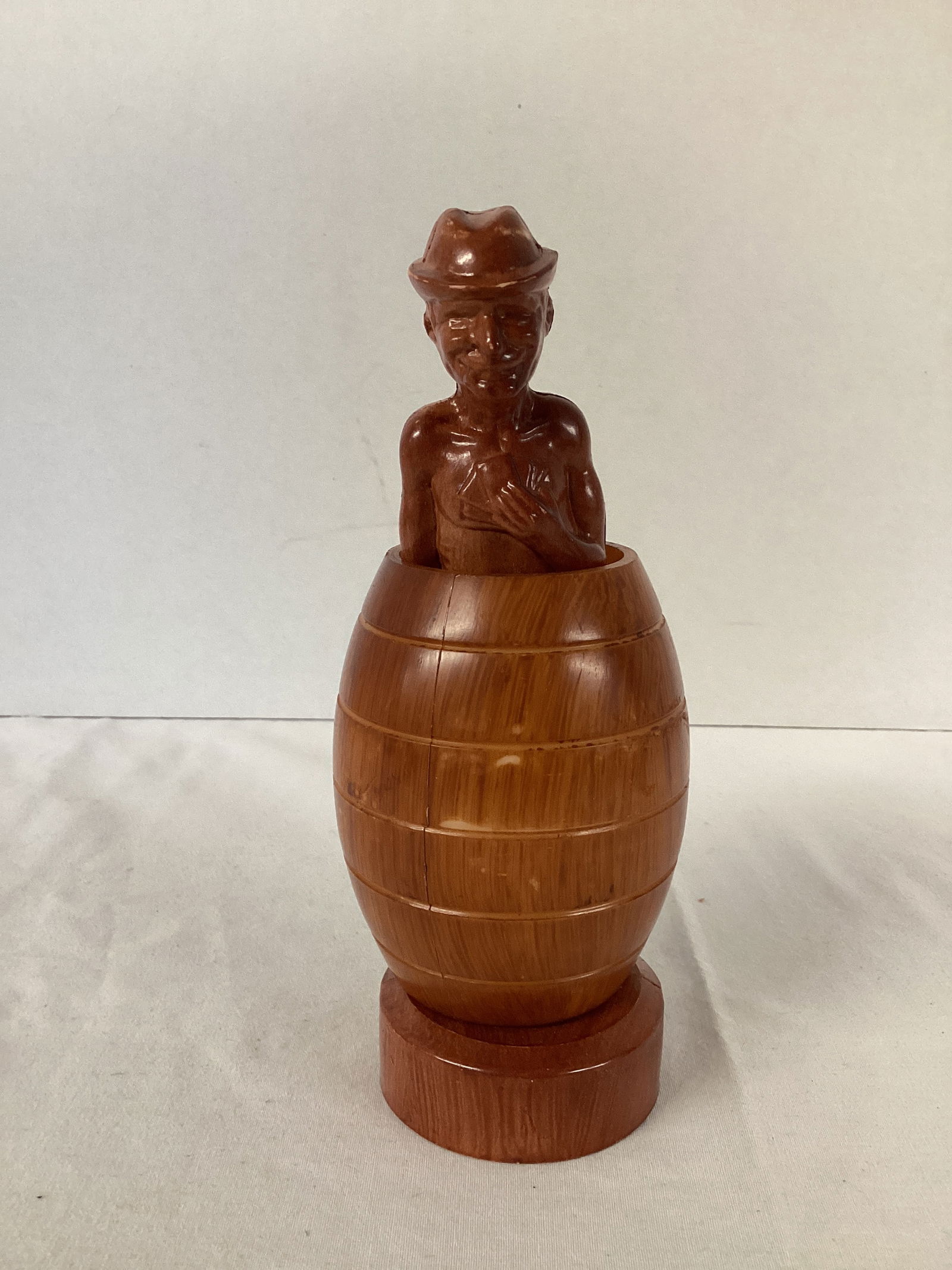 Vintage Novelty Barrel Man: Made in Hong Kong, 7" h 