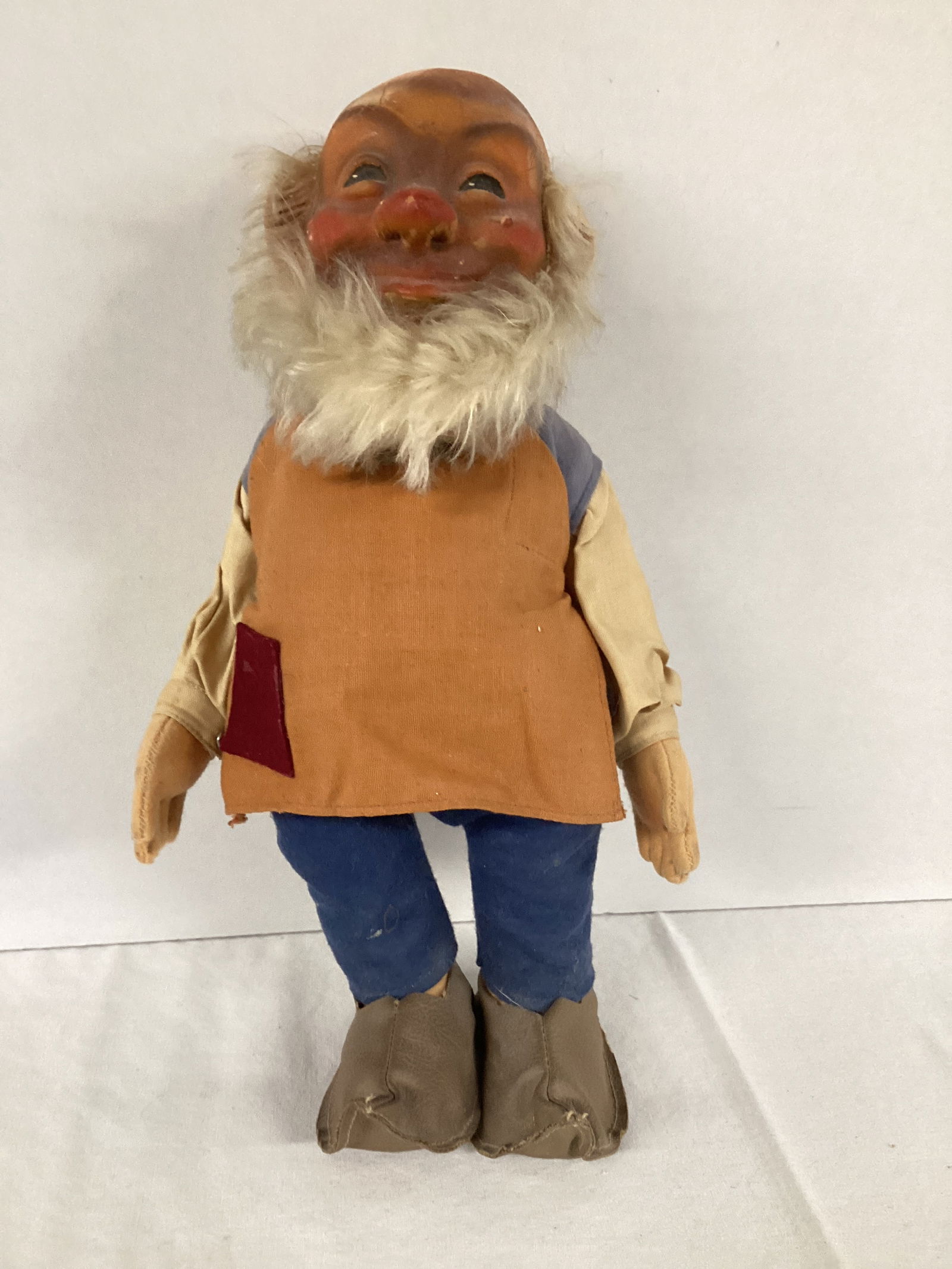 Vintage Steiff Gucki the Gnome Doll: some cracking on his head, unmarked, 11 1/2" h