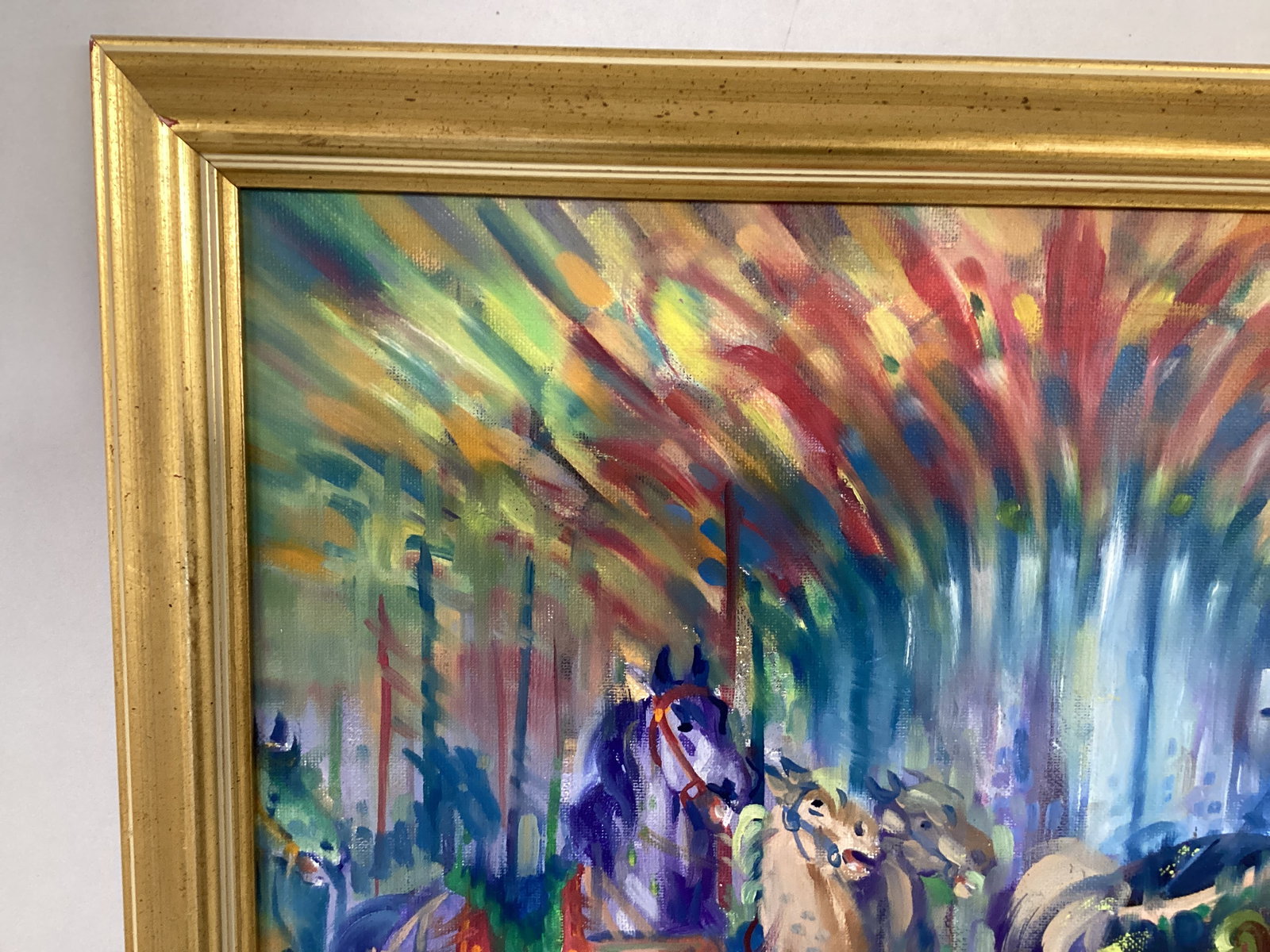 Framed Signed Carousel Horse Painting on Board - 6