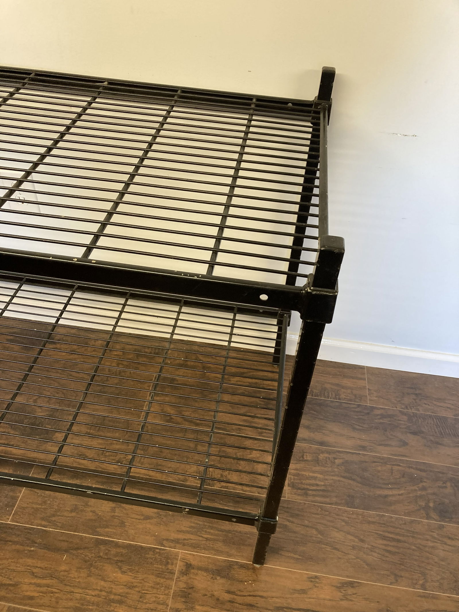 Two Tier Black Metal Shelf Unit - 6