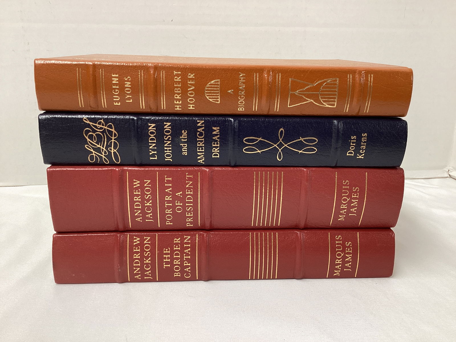 Four Easton Press Library of the Presidents Leather Bound Books: please preview and see all photos for condition
