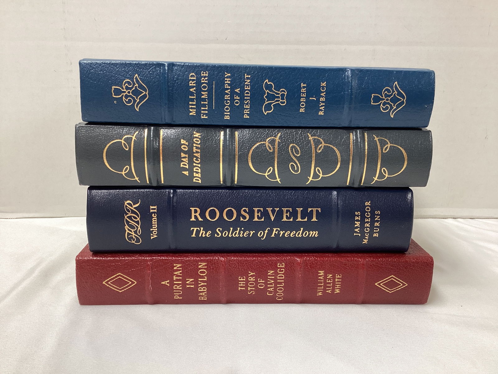 Four Easton Press Library of the Presidents Leather Bound Books: please preview and see all photos for condition