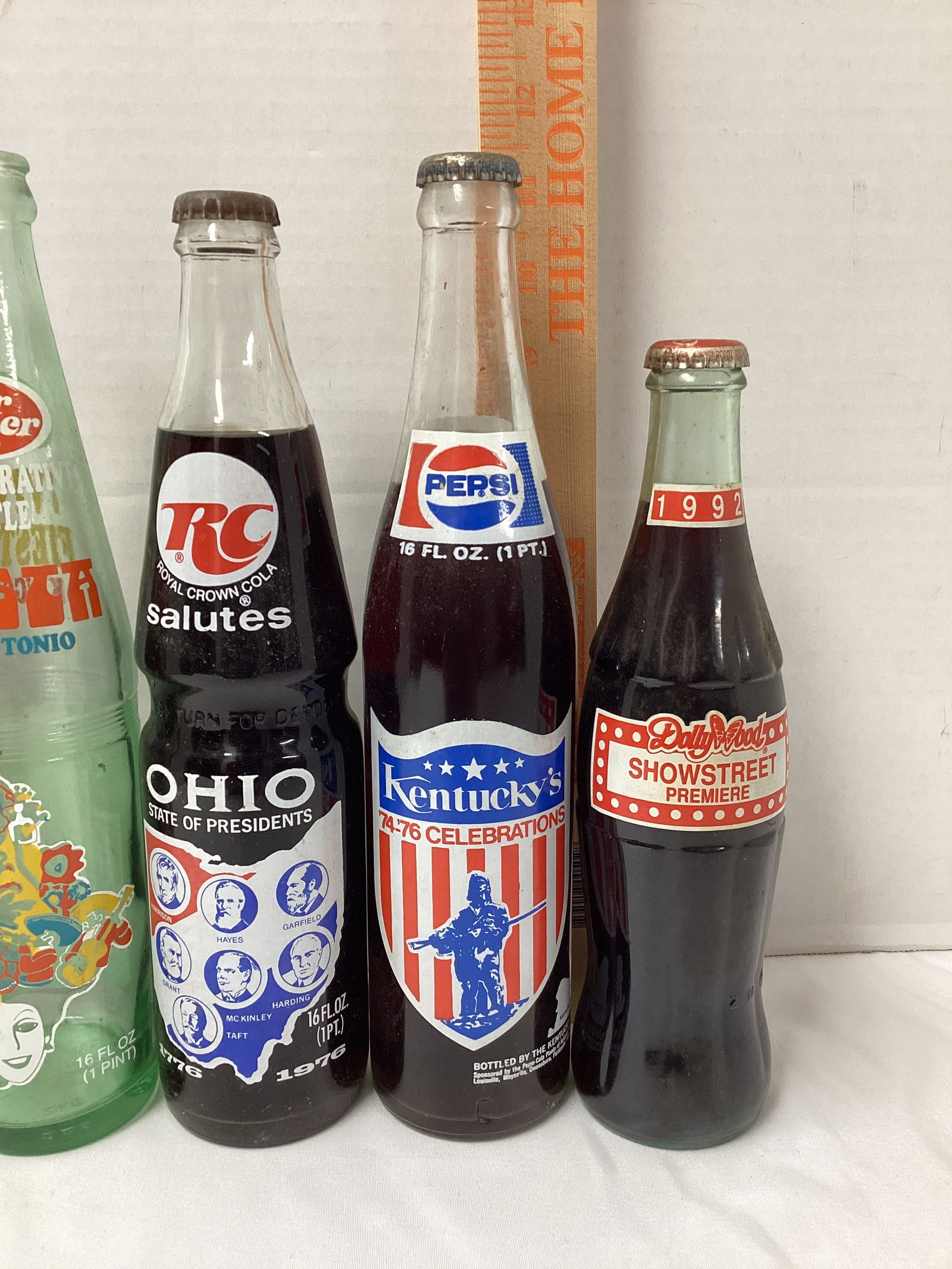 Dr. Pepper, Pepsi, RC Cola, and Coca-Cola Commemorative Glass Bottles - 3