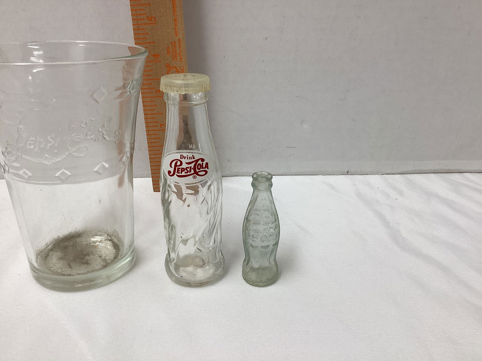 Pepsi-Cola Glass and Shaker with Coca-Cola Mini Bottle - 3