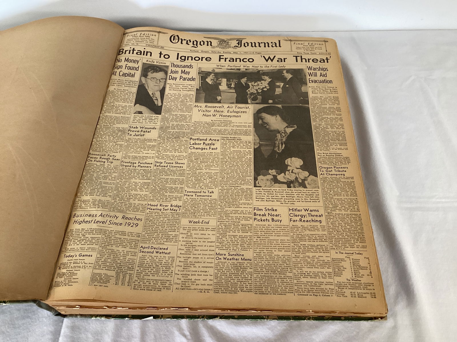 Oregon Journal May 1937 Bound Newspaper Book - 4