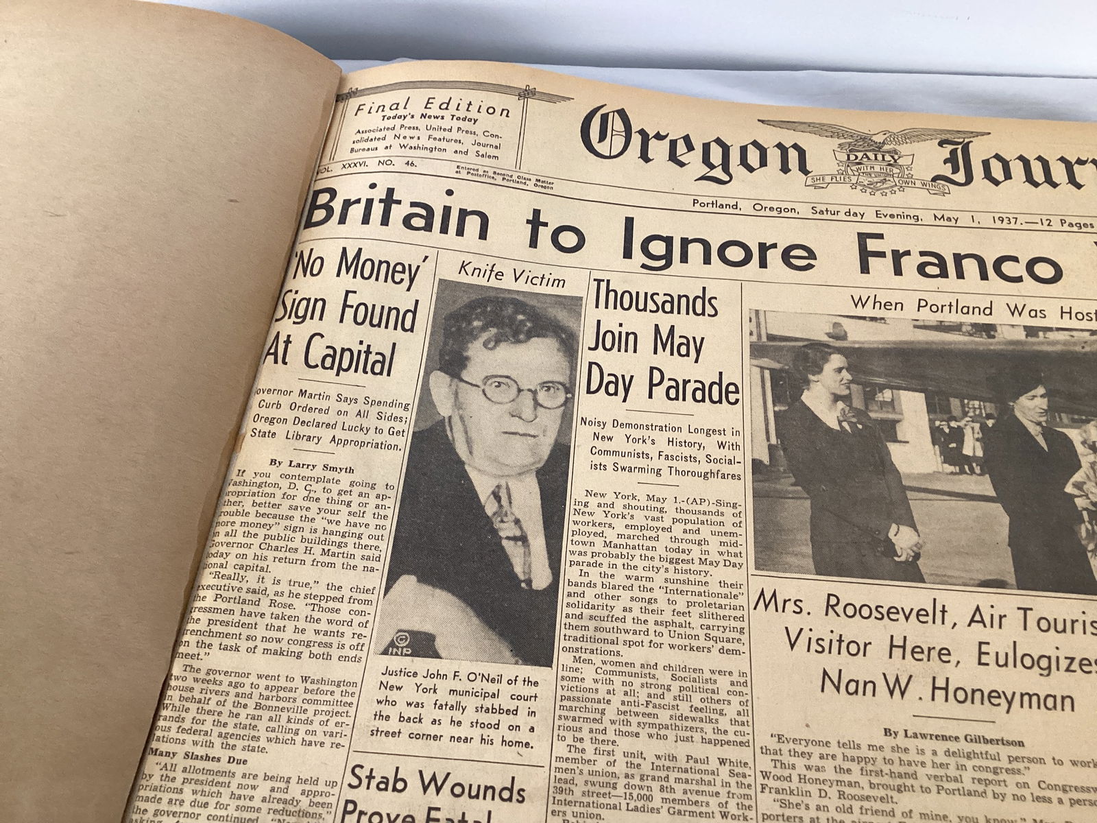 Oregon Journal May 1937 Bound Newspaper Book - 6