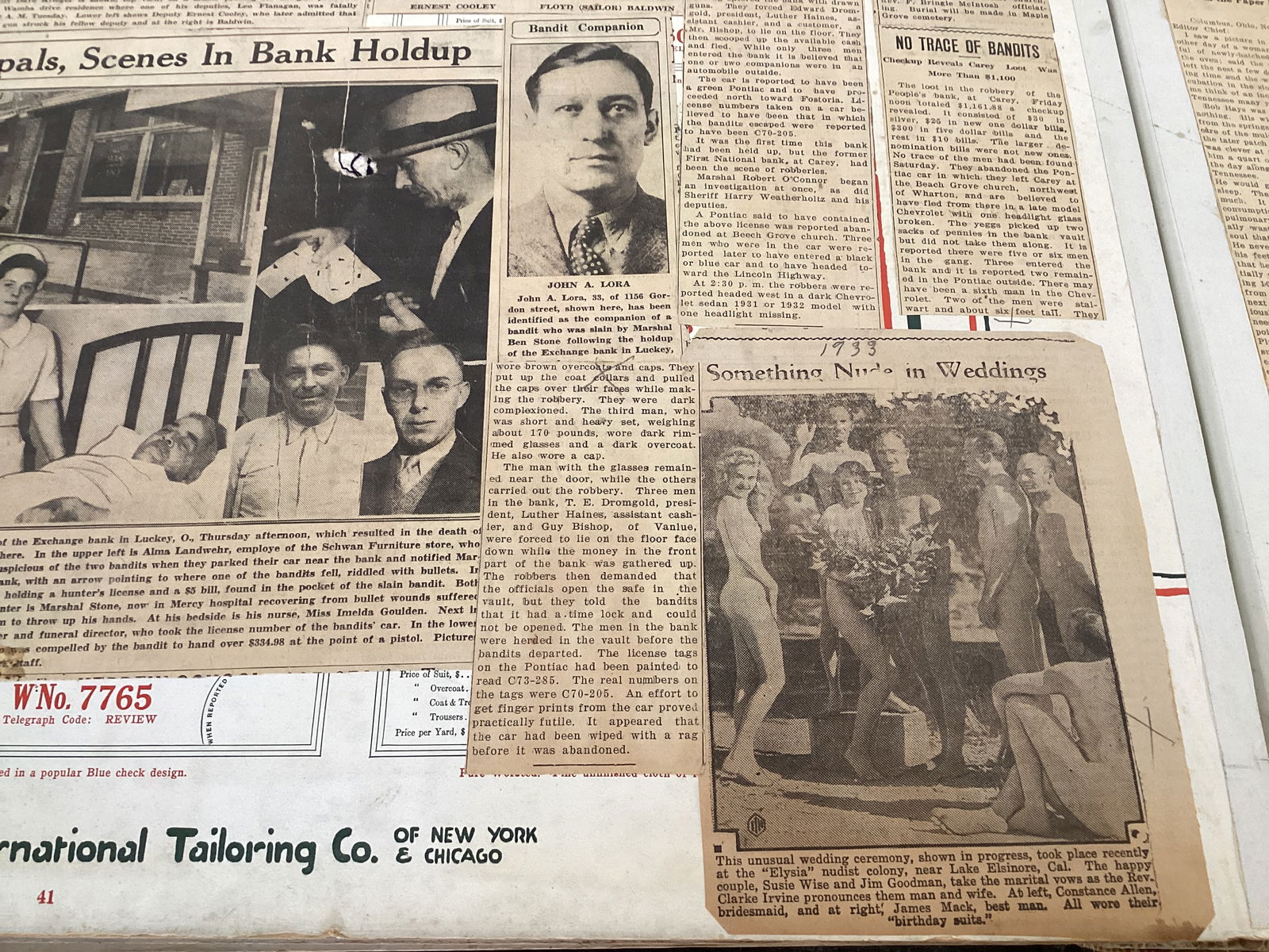 1920s-30s Newspaper Clipping Scrapbook in Large Tailoring Company Book - 13