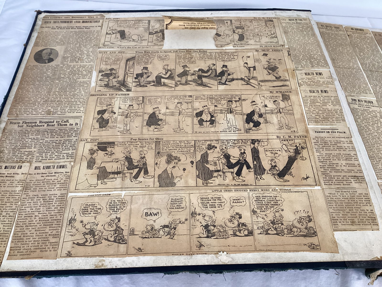1920s-30s Newspaper Clipping Scrapbook in Large Tailoring Company Book - 4
