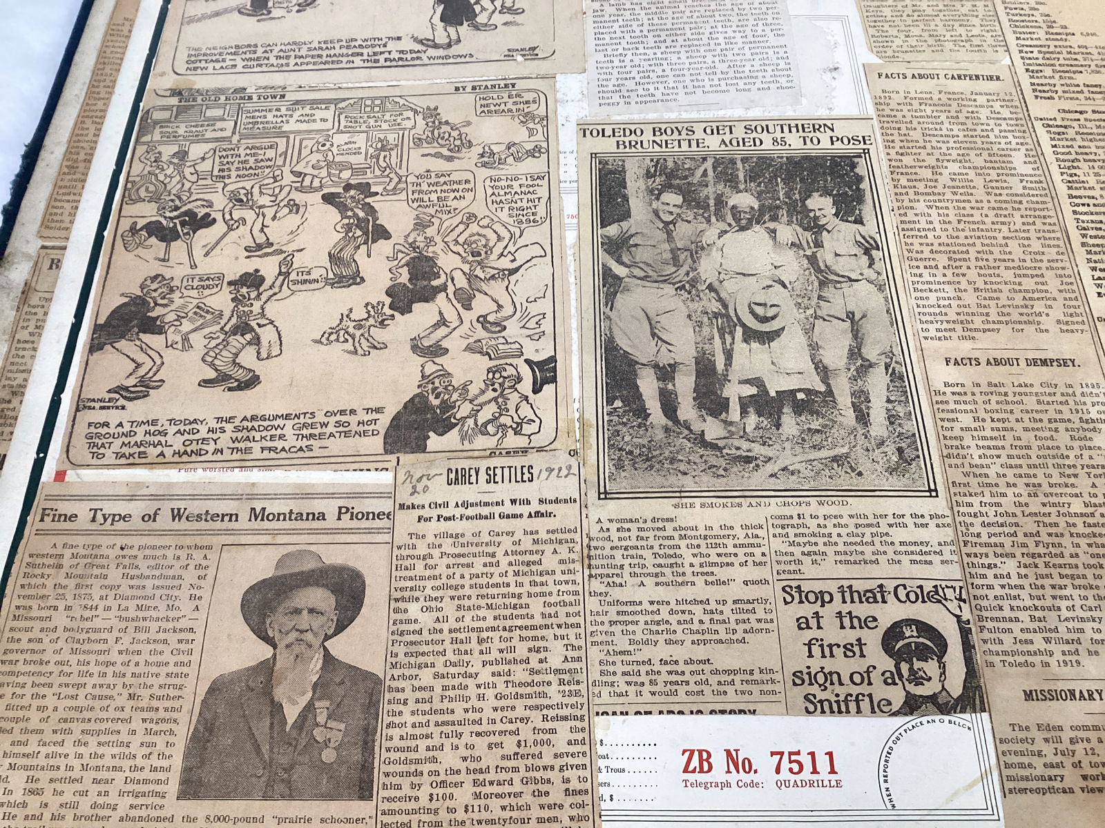 1920s-30s Newspaper Clipping Scrapbook in Large Tailoring Company Book - 6