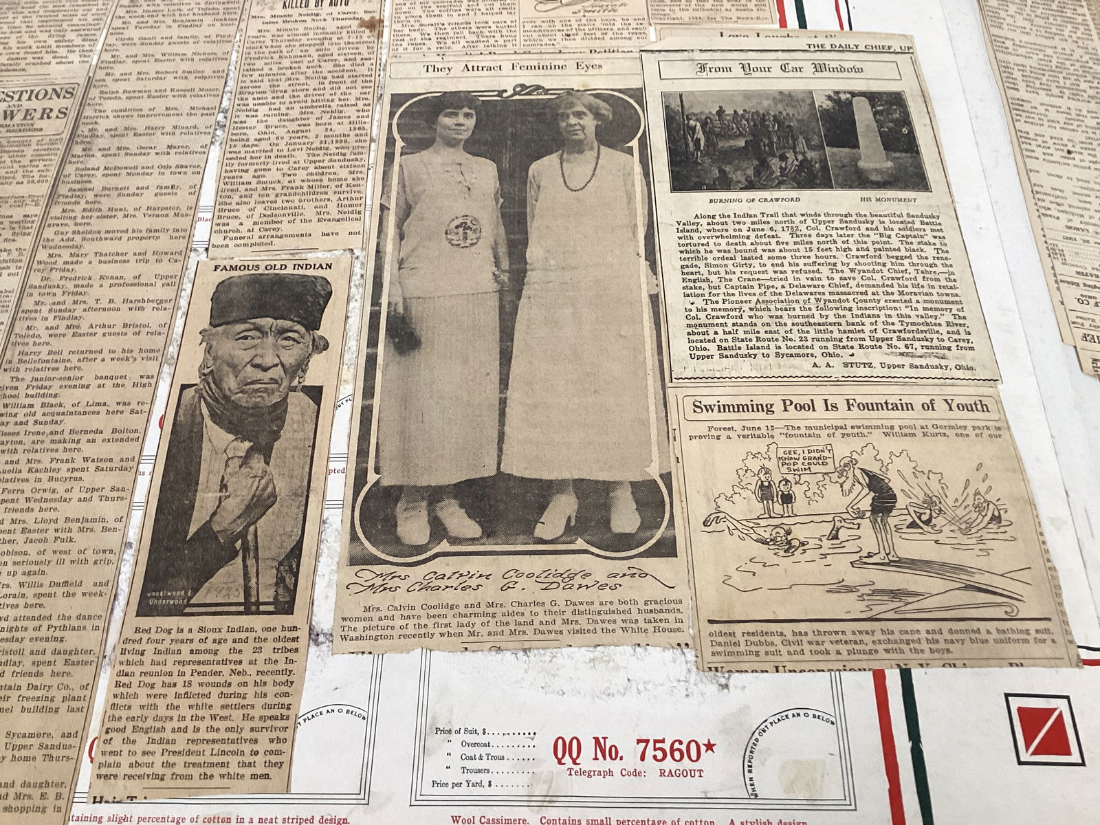 1920s-30s Newspaper Clipping Scrapbook in Large Tailoring Company Book - 9