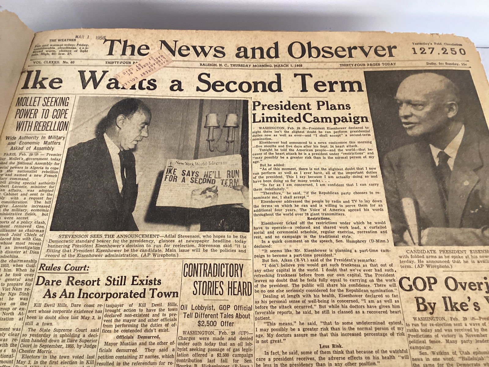Raleigh, NC News and Observer March-April 1956 Bound Newspaper Book - 8