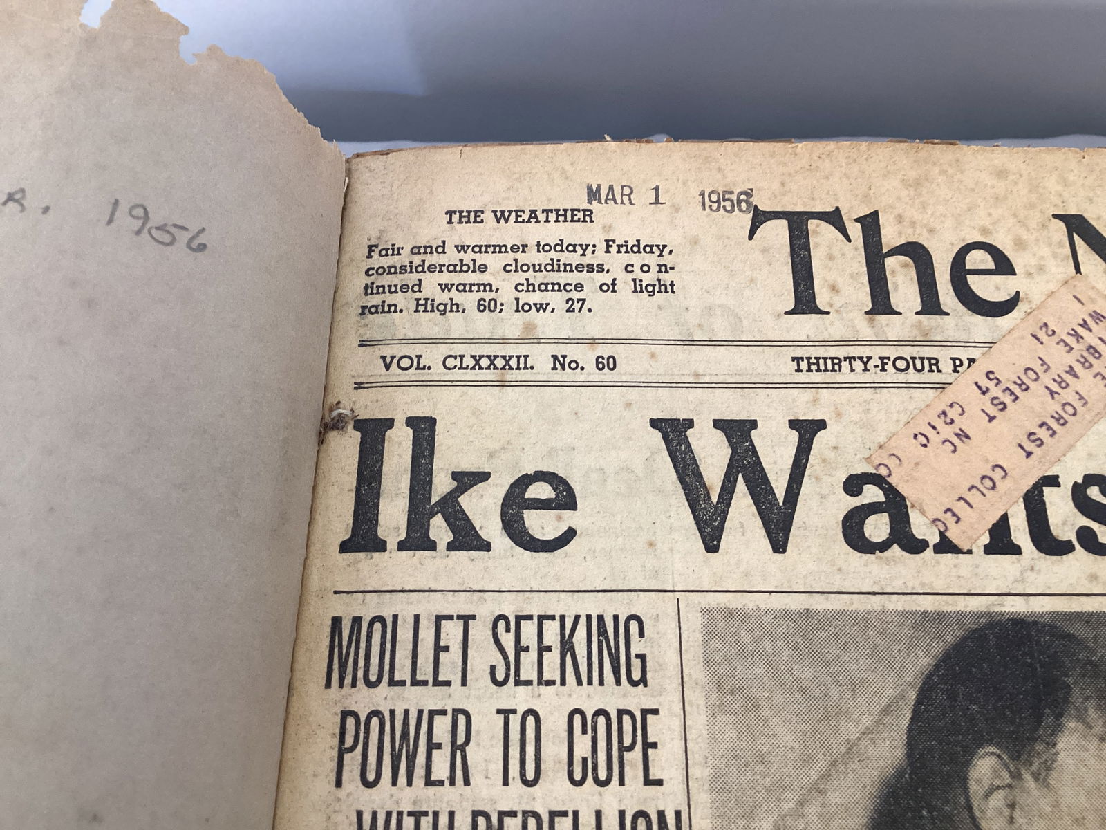 Raleigh, NC News and Observer March-April 1956 Bound Newspaper Book - 9
