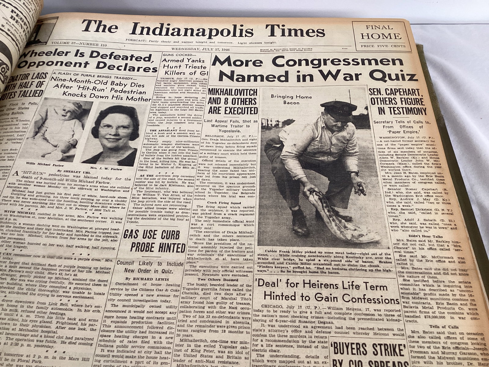 Indianapolis Times July-August 1946 Bound Newspaper Book - 12