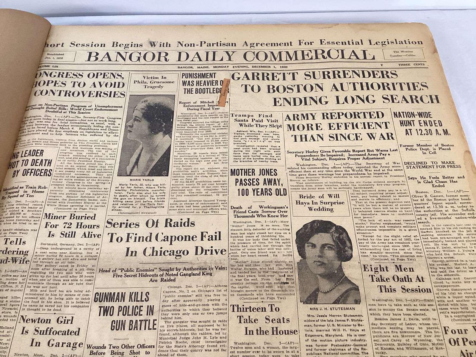 Bangor Daily Commercial December 1930 Bound Newspaper Book - 6
