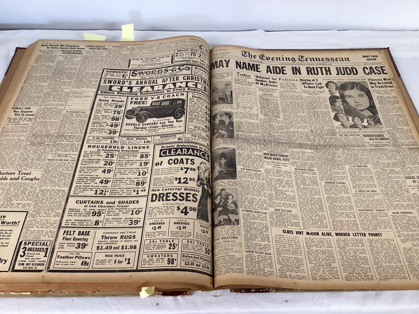 Nashville The Evening Tennessean December 1932 Bound Newspaper Book - 12