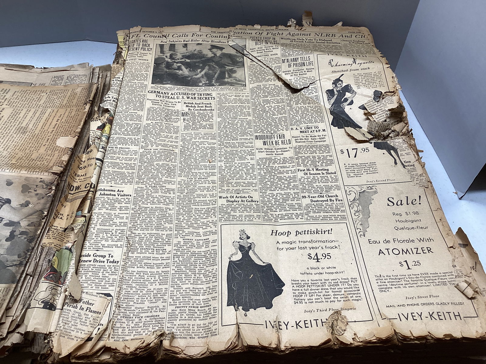 Greenville News October 1938 Bound Newspaper Book and Individual Local Area Newspapers - 2