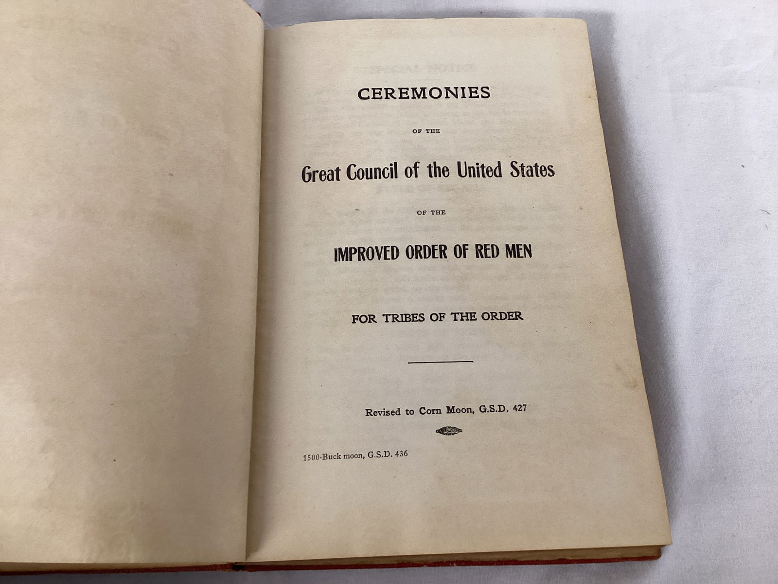 Ceremonies of the Great Council of the United States of the Improved Order of Red Men Book - 6