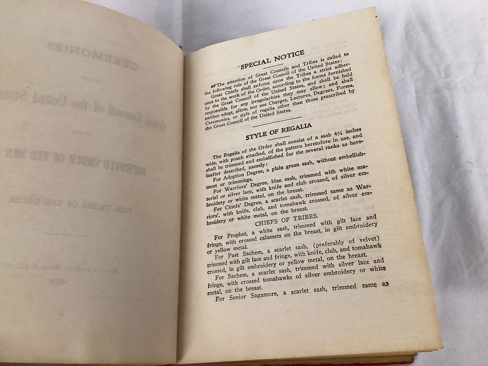 Ceremonies of the Great Council of the United States of the Improved Order of Red Men Book - 7