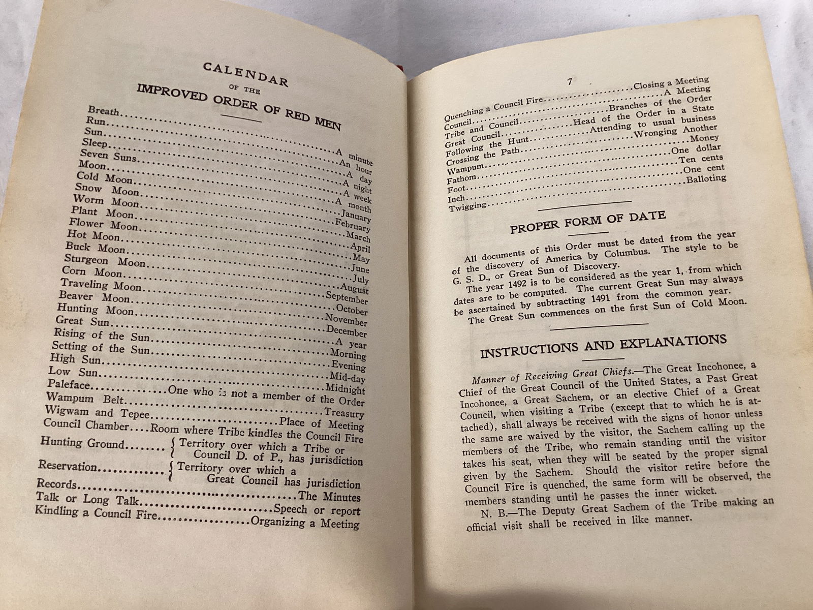 Ceremonies of the Great Council of the United States of the Improved Order of Red Men Book - 8