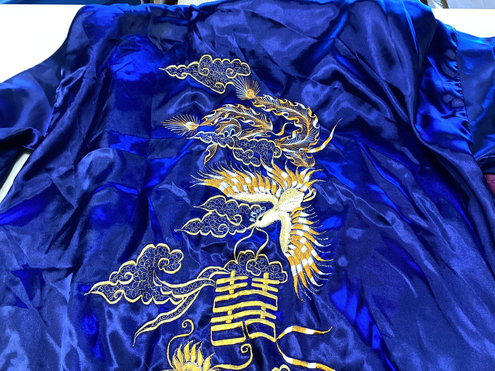 Two Asian Embroidered Satin Robes - 3