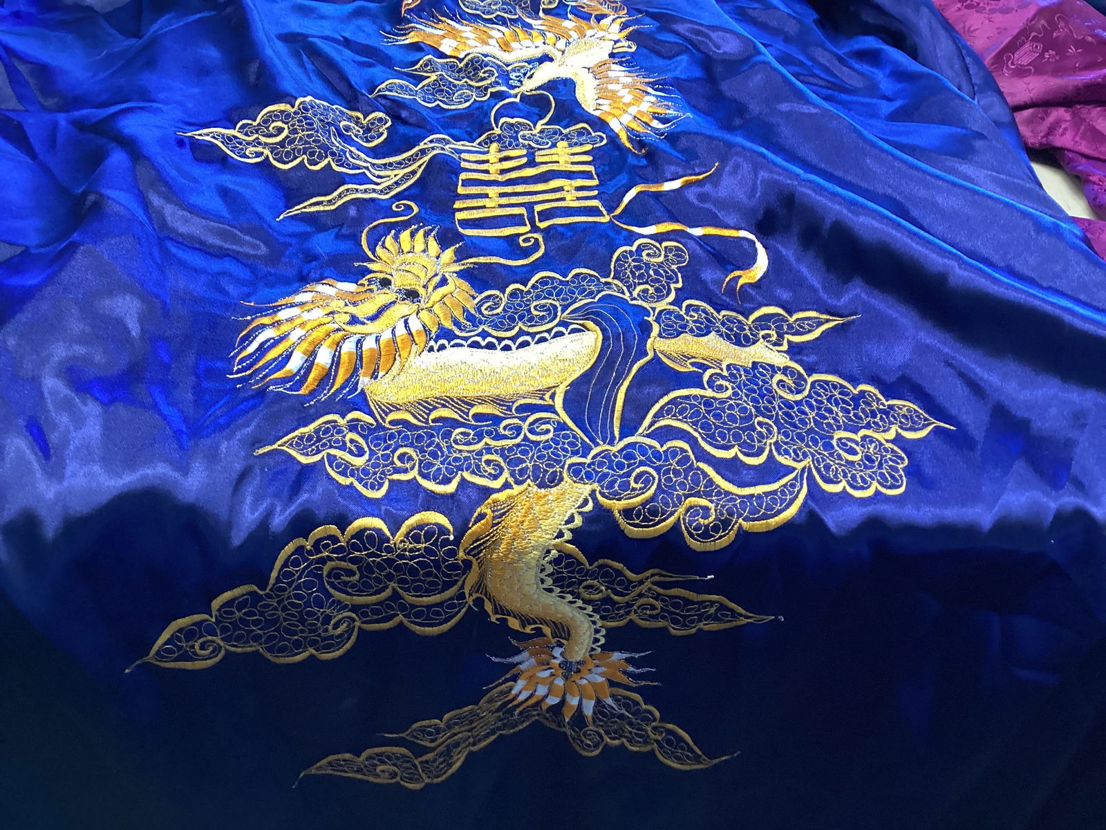 Two Asian Embroidered Satin Robes - 4