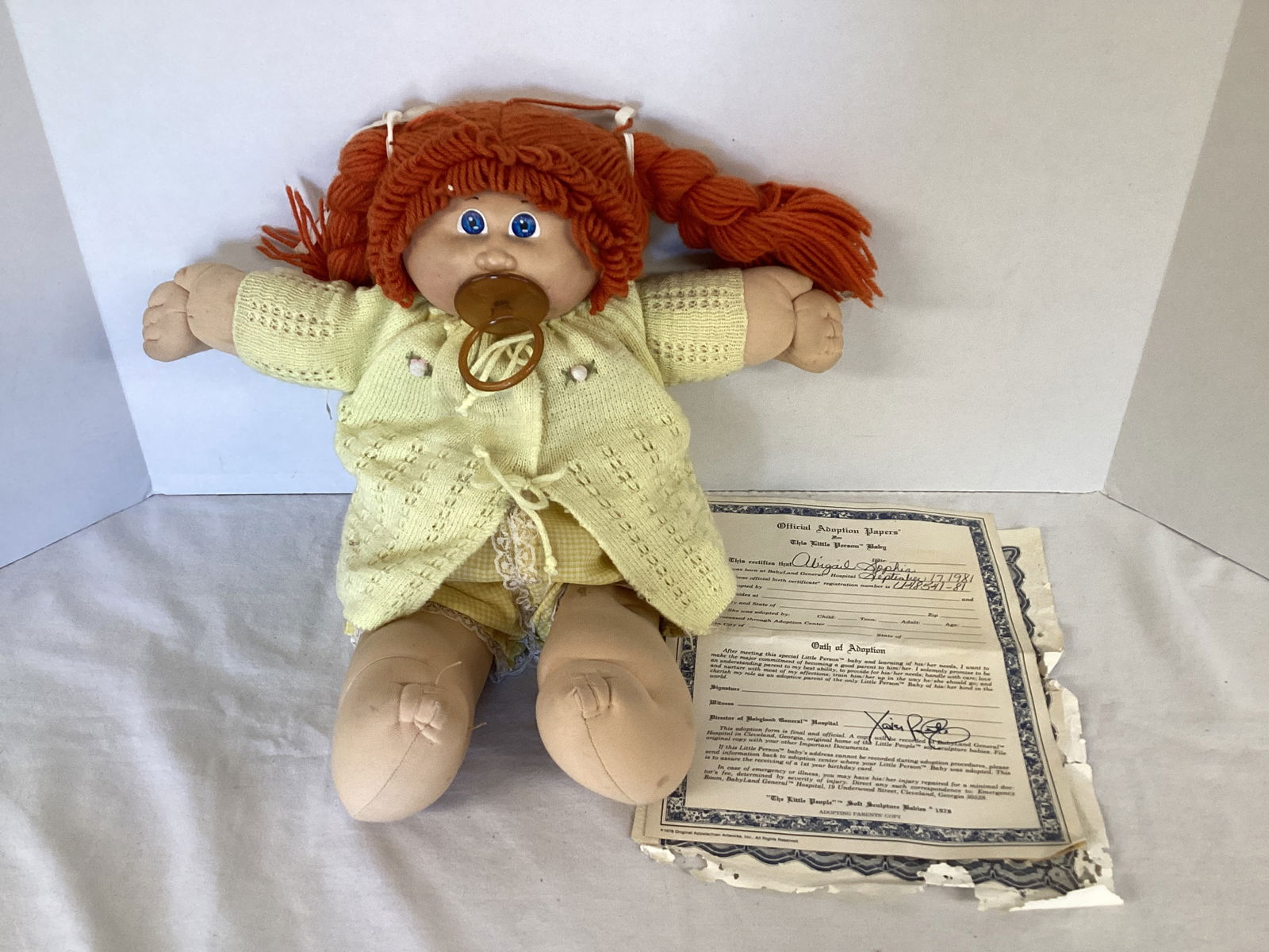 Cabbage Patch Doll with Adoption Papers: some spots