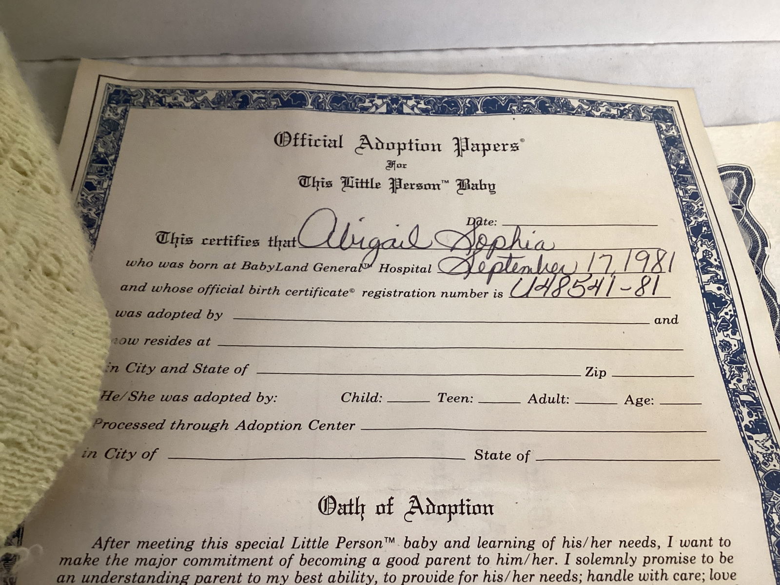 Cabbage Patch Doll with Adoption Papers - 5