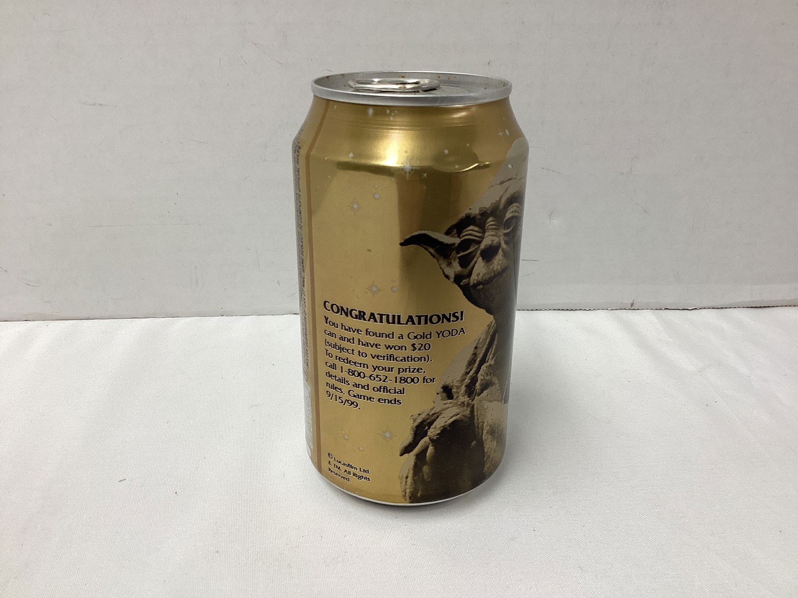 Rare Star Wars Pepsi Gold Yoda Soda Can - 3