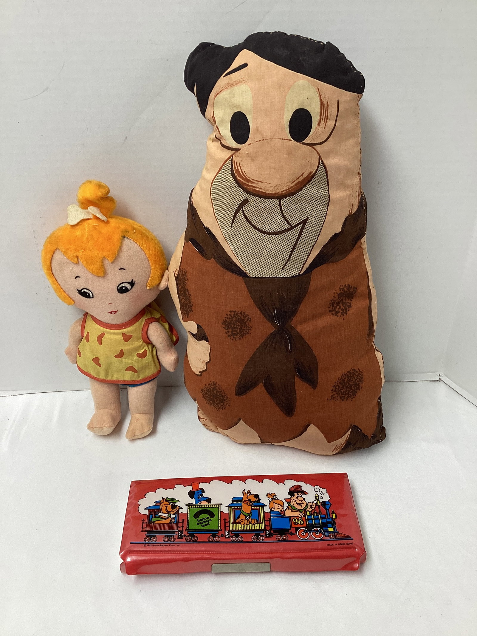 Flintstones Pillow, Doll, and Pencil Case: . 