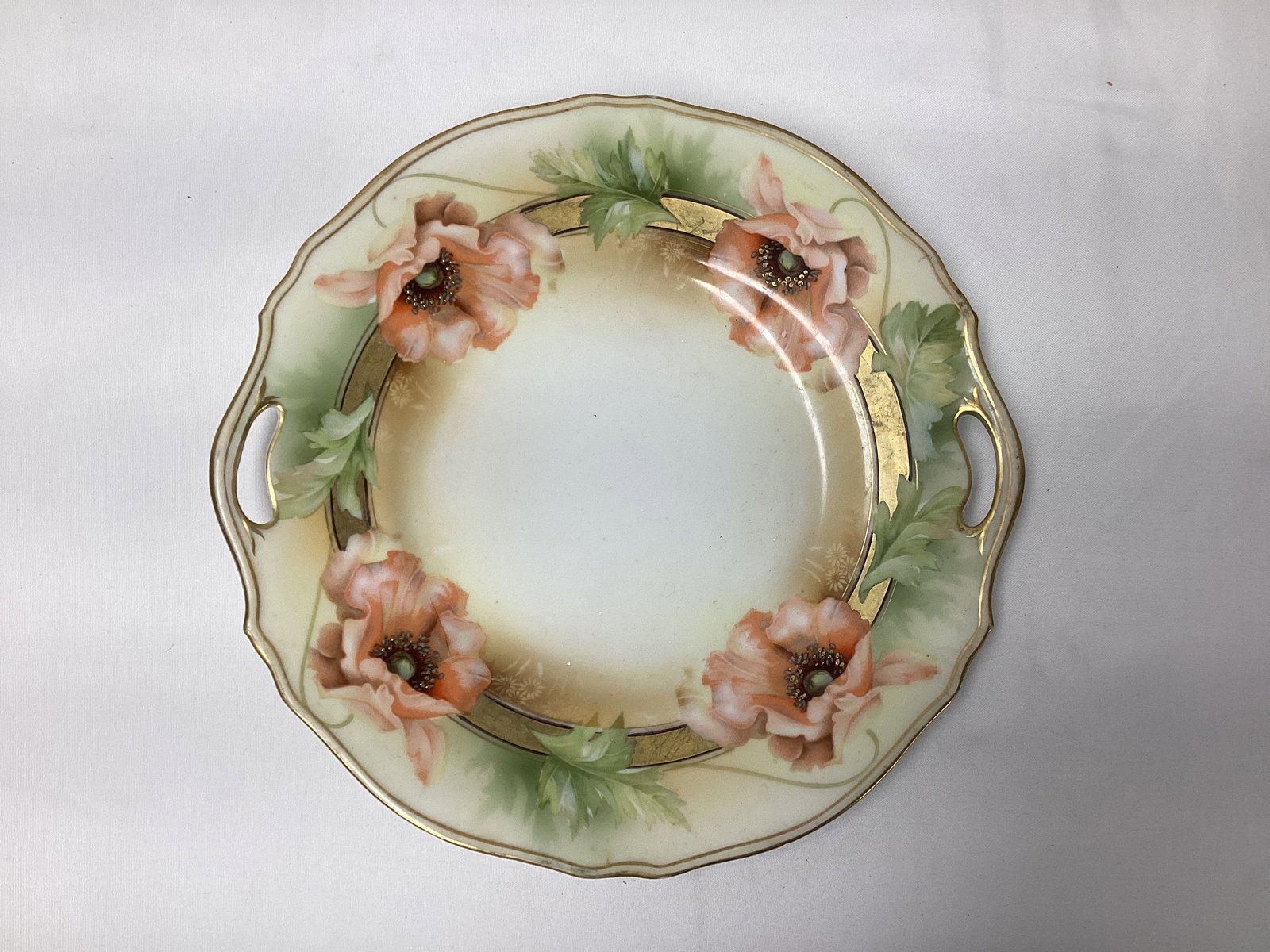RS Germany Handled Floral Plate: 10" diameter 