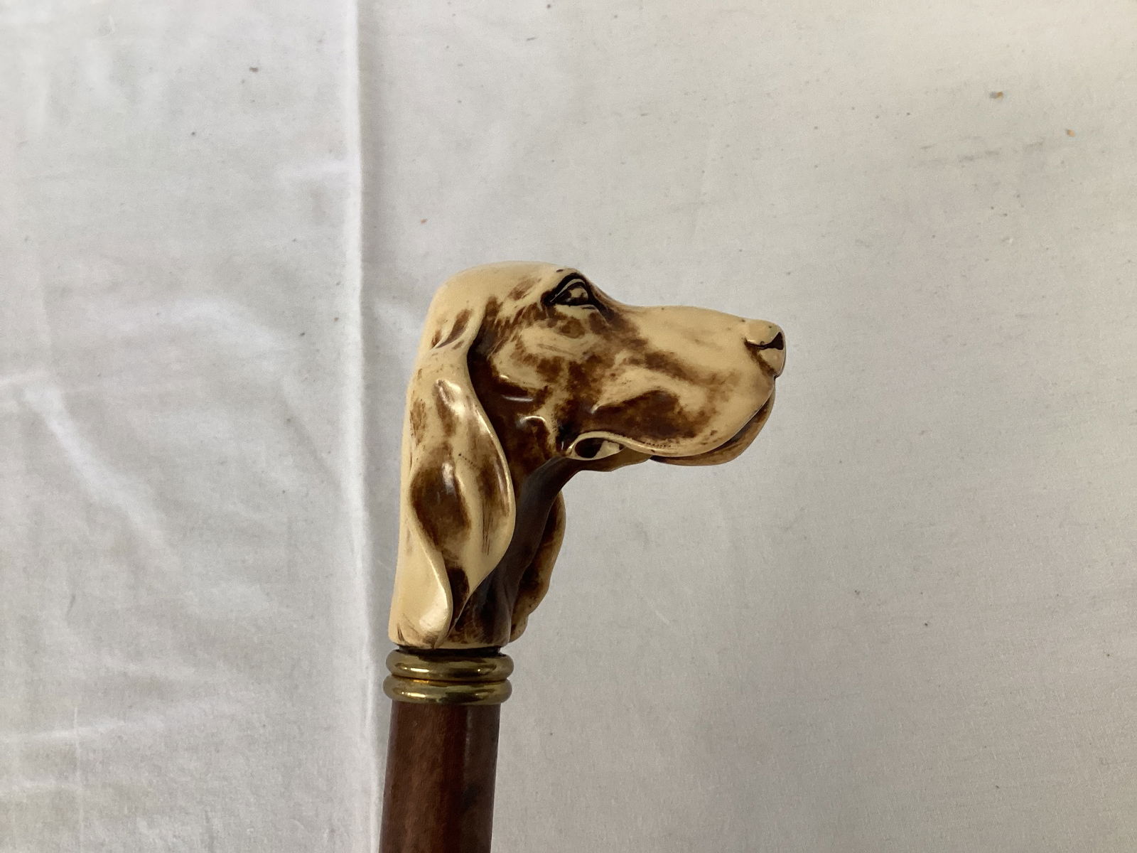 Walking Cane with Dog's Head Handle and Metal Base - 2