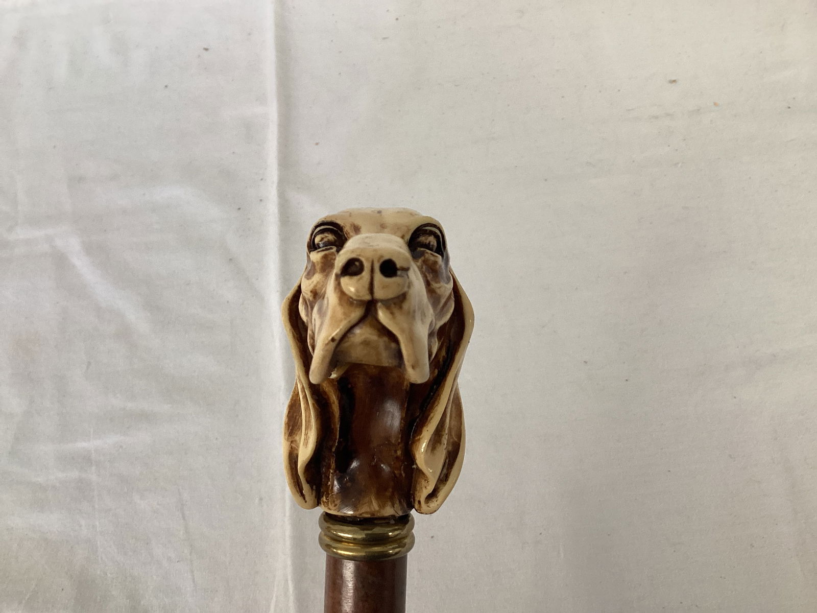 Walking Cane with Dog's Head Handle and Metal Base - 3