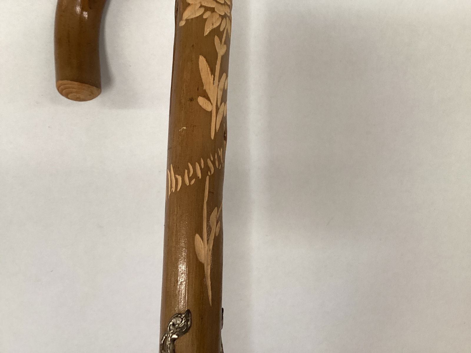 German Wood Cane with Metal Walking Badges - 3