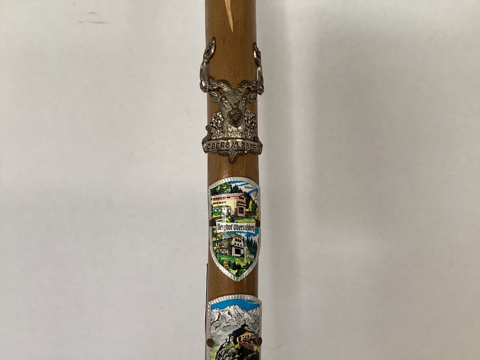 German Wood Cane with Metal Walking Badges - 4