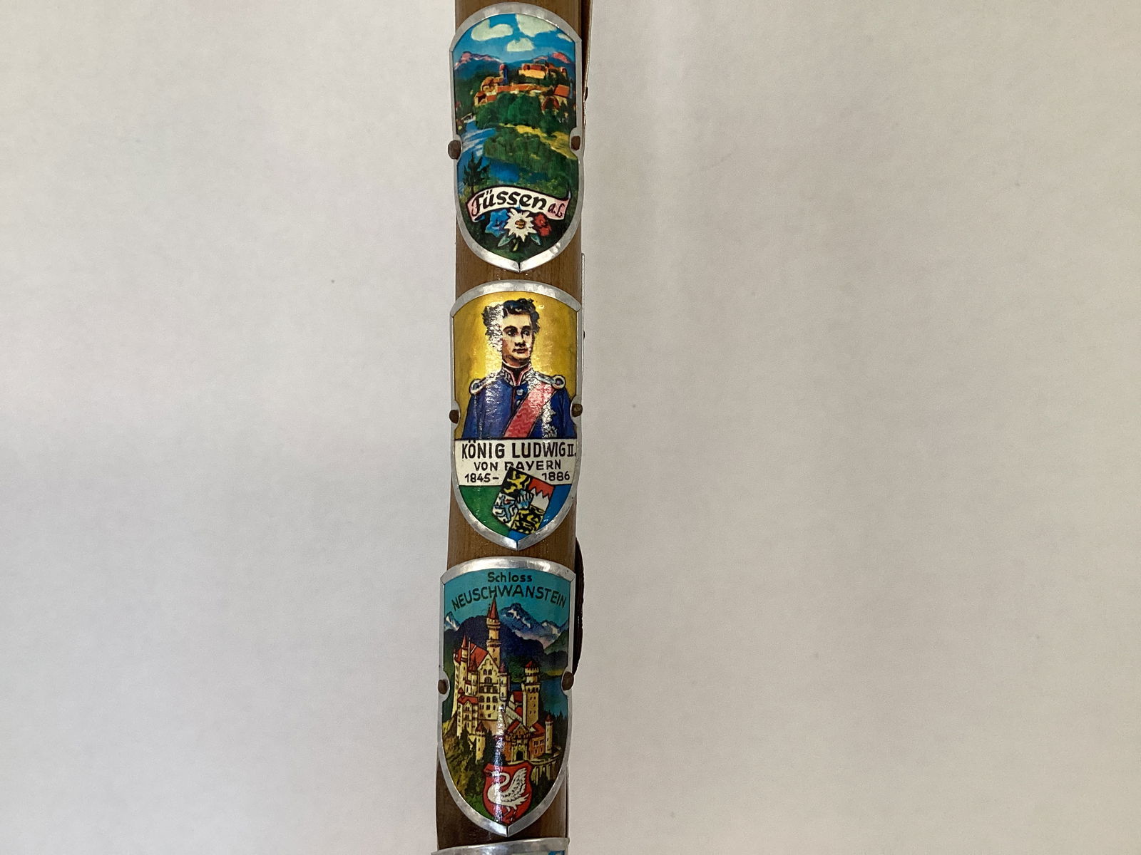 German Wood Cane with Metal Walking Badges - 5